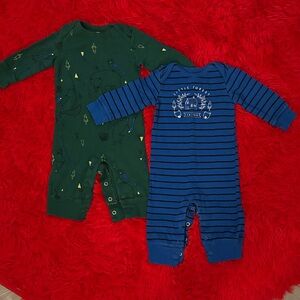 Carter's Green Forest Friends and Blue Striped Footies